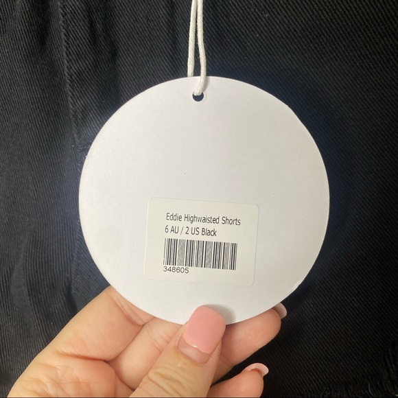 NWT Princess Polly Eddie Black High Waisted Distressed Shorts Size 2 - Picture 6 of 10